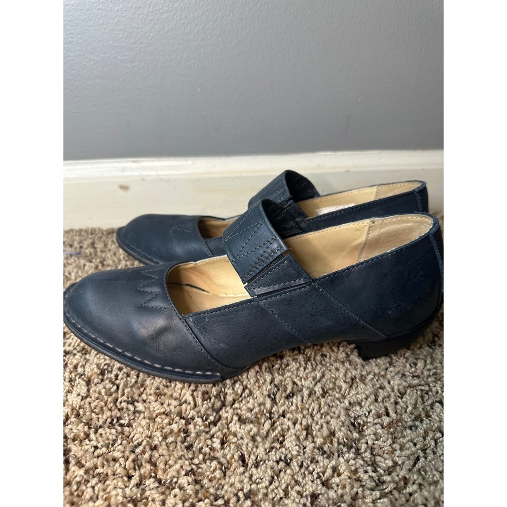 Sergio Tomani Blue Leather Mary Jane Low Heel Pumps EU 38 US 7.5 - Picture 3 of 10